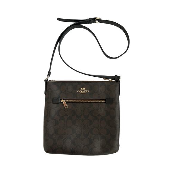 Coach Rowan File Crossbody Bag In Signature Canvas C1554 Brown - BROKEN ZIPPER - Picture 1 of 13